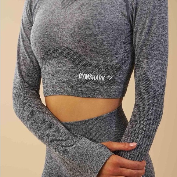 Gymshark Tops - Gymshark Seamless Gray Marl Ombré Long Sleeve Crop Top - Women’s Medium